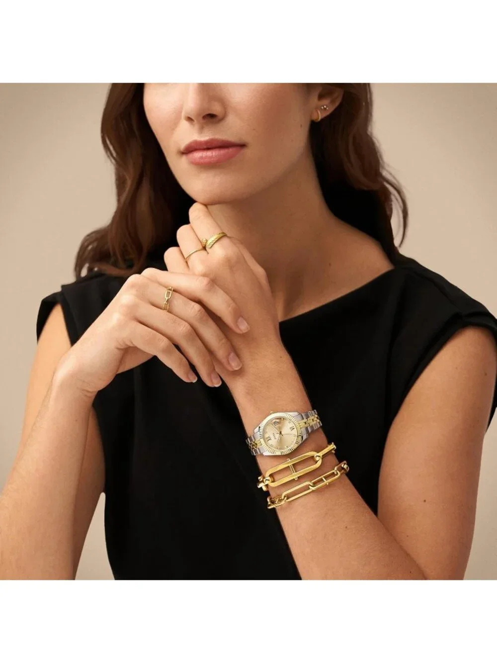 Women's Silver/Gold Scarlett Quartz Stainless Steel Bracelet Elegant Wrist Watch